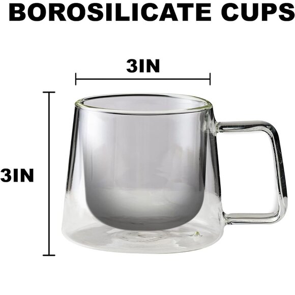 Four New LEMONSODA Double Walled Glass Coffee Drink Mug with Handle, 250 mL - Picture 4 of 9